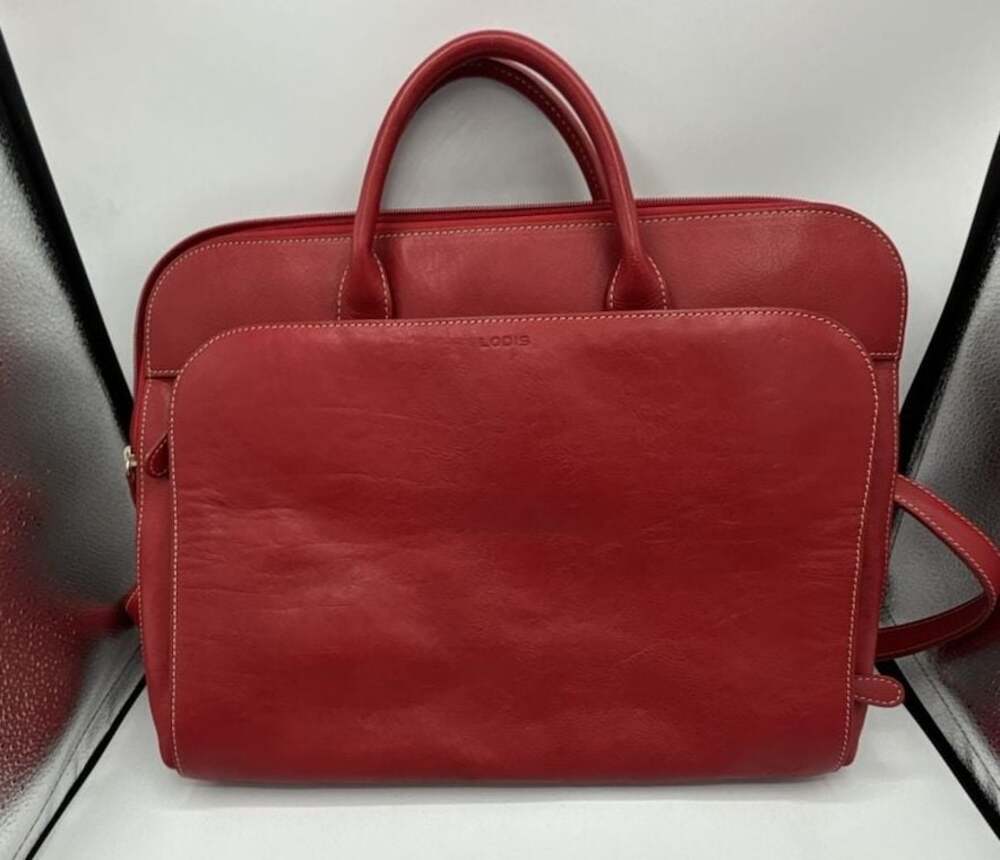 Lodis Red Leather Laptop Briefcase Satchel